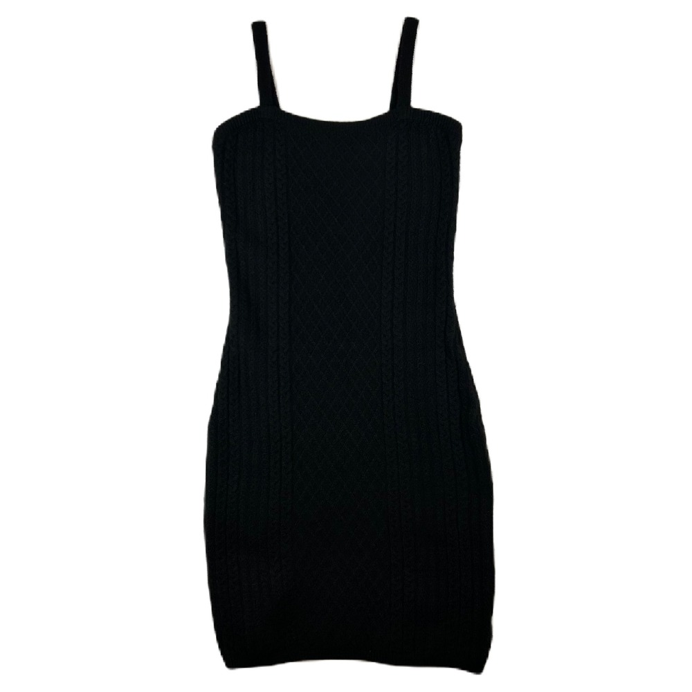 House of Harlow 1960 Black Cable Knit Midi Bodycon Sweater Dress Womens Size M